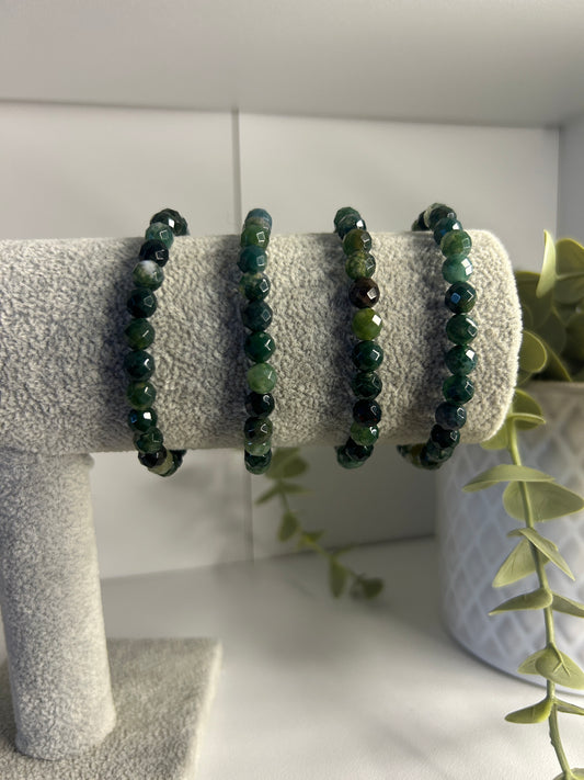 Moss Agate Faceted Bracelets